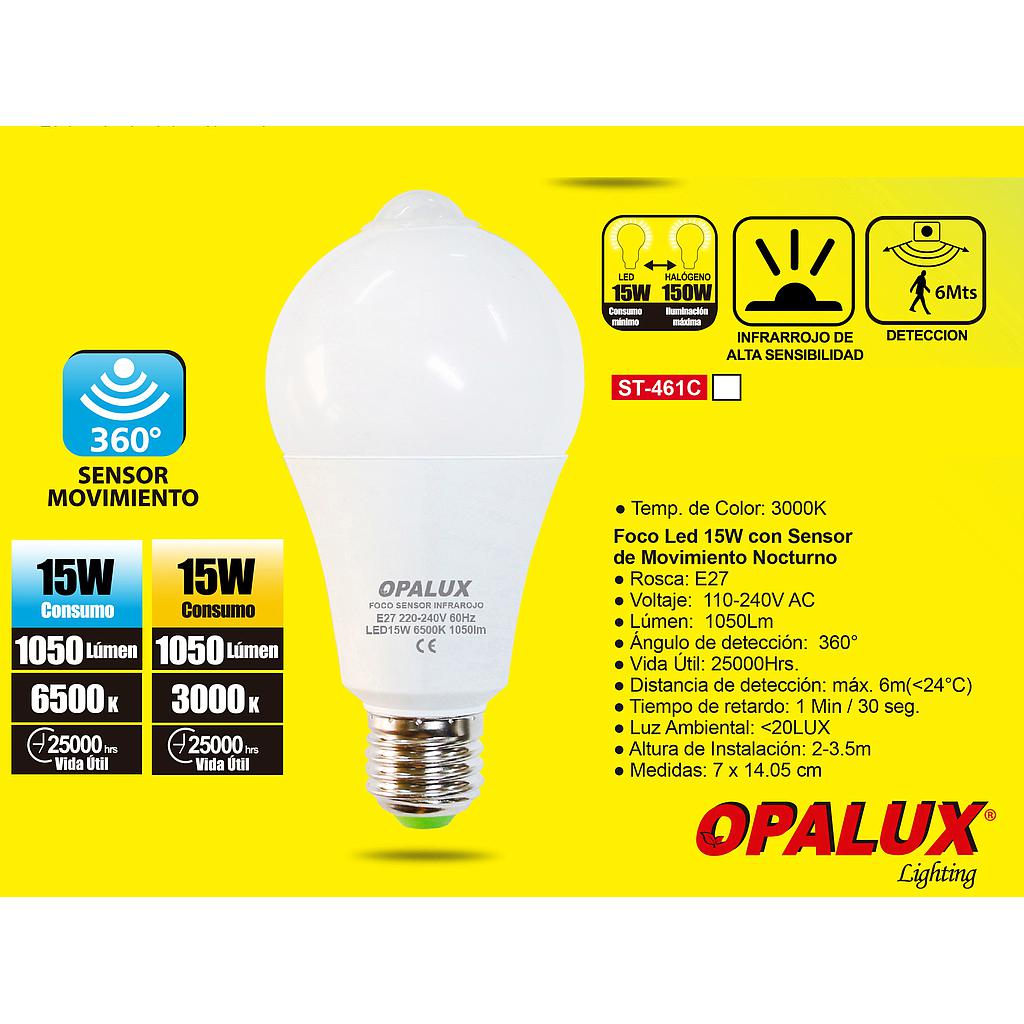 SENSOR DE MOVIMIENTO FOCO LED 15W LUZ BLANCA ST-461C OPALUX GAR: NO APLICA LOCAL5