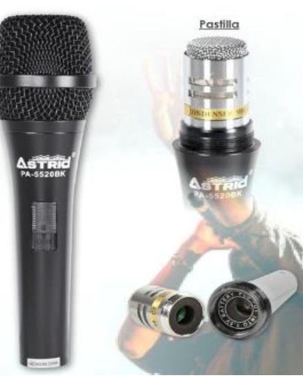 MICROFONO EXTERNO ALAMBRICO METAL/PASTILLA  PROFESIONAL 100% CALIDAD, PA-5520BK ASTRID GAR: 3 MESES AREA 3