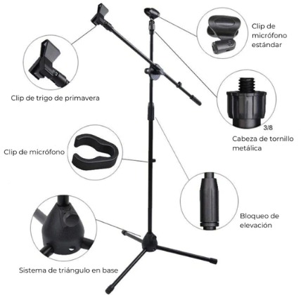 PEDESTAL PARA MICROFONO PROFESSIONAL BT-218Y BATBACK