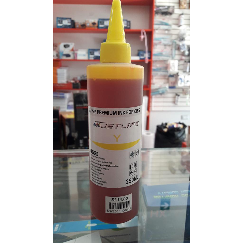 TINTA COMPATIBLE CANON-HP AMARILLO 250ML JETLIFE