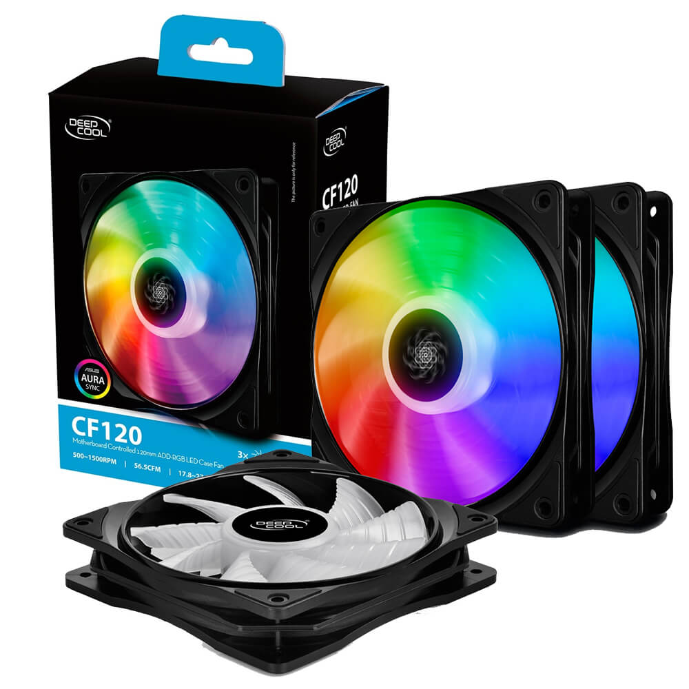 COOLER P/GABINETE CF120 THREE, KIT 3 EN 1 VENTILADOR 120MM, RGB, DEEPCOOL GAR: 6 MESES