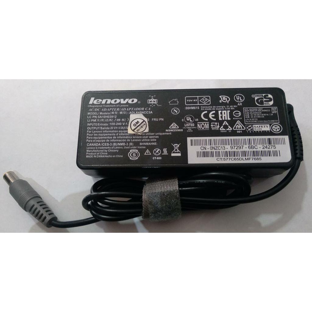CARGADOR LAPTOP 20V- 4.5A PUNTA AGUJA AMARLLO LENOVO :GAR: 3 MESES 
