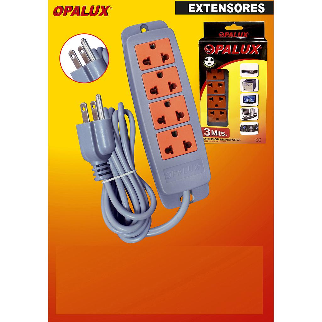 EXTENSION 5MT VULCANIZADO 4 TOMAS + LINEA TIERRA OP-930-5G OPALUX GAR:NO APLICA