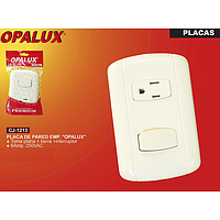 INTERRUPTOR+TOMA PLANA +TIERRA PLACA PARED CJ-1213 OPALUX LOCAL5