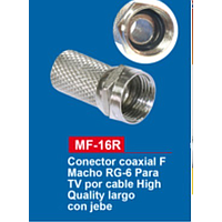 CONECTOR COAXIAL "F" MACHO RG6 PARA TV POR CABLE MF-16RRG-6 F MACHO PONCHADO PRESION ORIGINAL METAL F-803/CPC/E