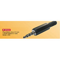 PLUG STEREO 3.5MM 3 RAYAS PLASTICO CON COLA P-1012/4