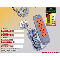 EXTENSION 10MT VULCANIZADO 4 TOMAS + LINEA TIERRA OP-930-10G OPALUX