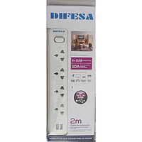 SUPRESOR DE PICO 2MTRS 4 ENCH.5W +2 USB 5V/2.1A 10A DIFESA LOCAL5