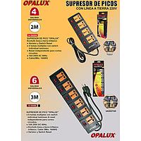 SUPRESOR DE PICOS 3MRTS OPALUX 6 TOMAS MULTIPLES BLACK  CJX24 14-540B  3M LOCAL5